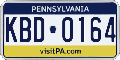 PA license plate KBD0164