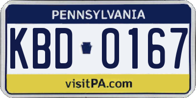 PA license plate KBD0167
