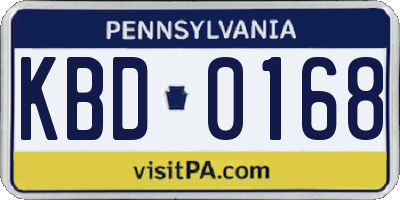 PA license plate KBD0168