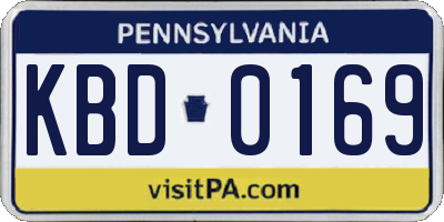 PA license plate KBD0169