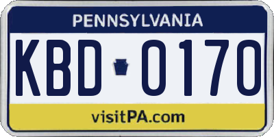 PA license plate KBD0170