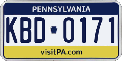 PA license plate KBD0171