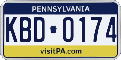 PA license plate KBD0174