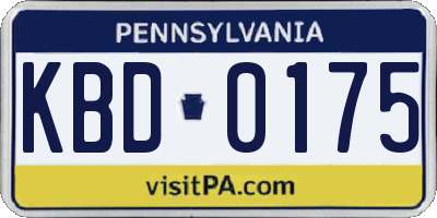PA license plate KBD0175
