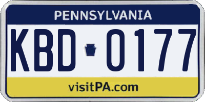 PA license plate KBD0177
