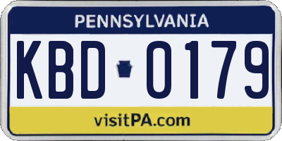 PA license plate KBD0179