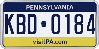 PA license plate KBD0184