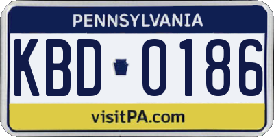 PA license plate KBD0186