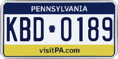 PA license plate KBD0189