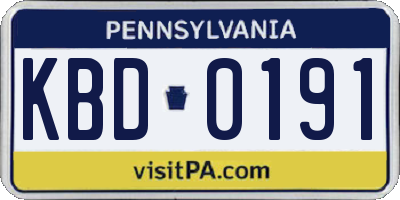 PA license plate KBD0191