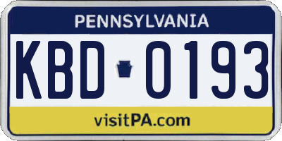 PA license plate KBD0193