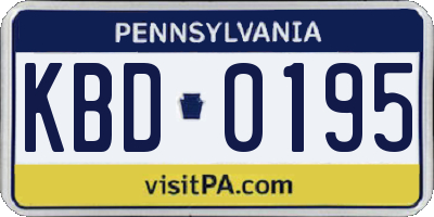 PA license plate KBD0195