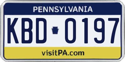 PA license plate KBD0197