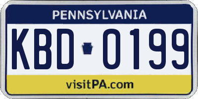 PA license plate KBD0199