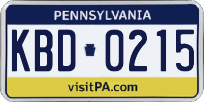 PA license plate KBD0215