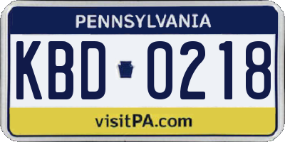 PA license plate KBD0218