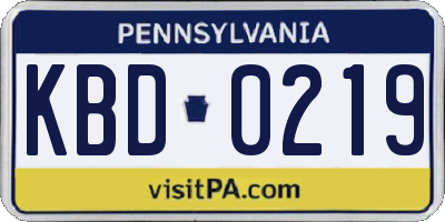 PA license plate KBD0219