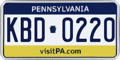 PA license plate KBD0220