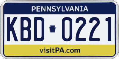 PA license plate KBD0221