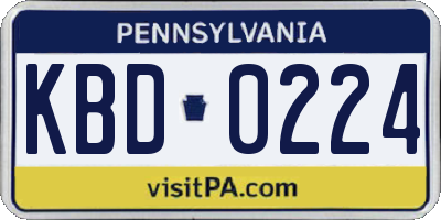 PA license plate KBD0224