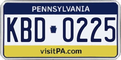 PA license plate KBD0225