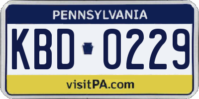 PA license plate KBD0229