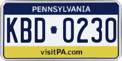 PA license plate KBD0230