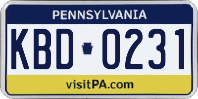 PA license plate KBD0231