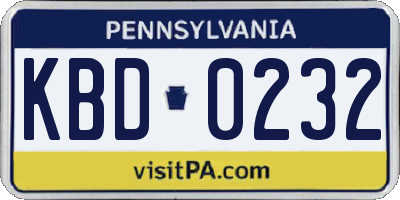PA license plate KBD0232