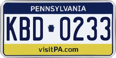 PA license plate KBD0233