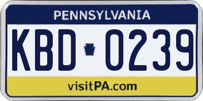 PA license plate KBD0239