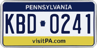 PA license plate KBD0241