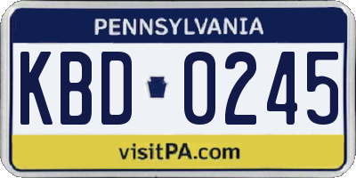 PA license plate KBD0245