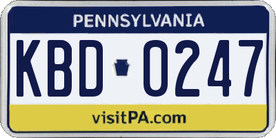 PA license plate KBD0247