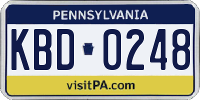 PA license plate KBD0248