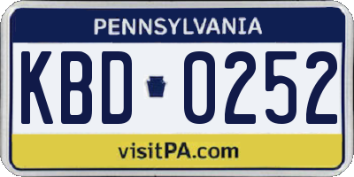 PA license plate KBD0252