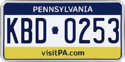 PA license plate KBD0253