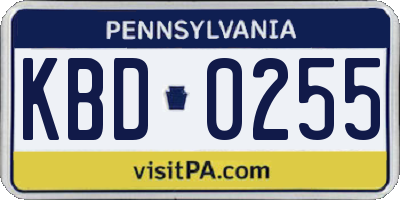 PA license plate KBD0255