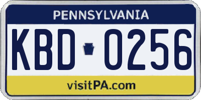 PA license plate KBD0256