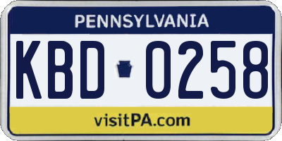 PA license plate KBD0258