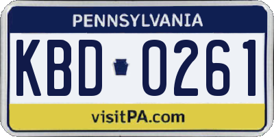 PA license plate KBD0261