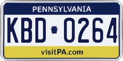 PA license plate KBD0264