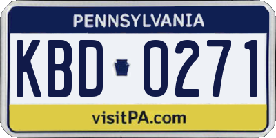 PA license plate KBD0271