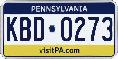 PA license plate KBD0273