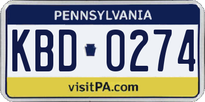 PA license plate KBD0274