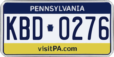PA license plate KBD0276