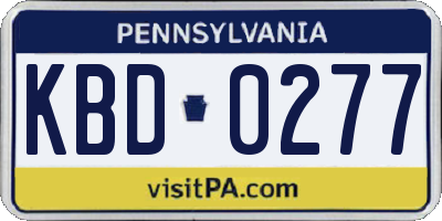 PA license plate KBD0277