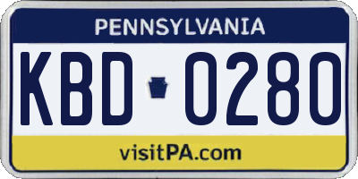 PA license plate KBD0280