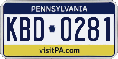 PA license plate KBD0281