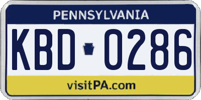 PA license plate KBD0286
